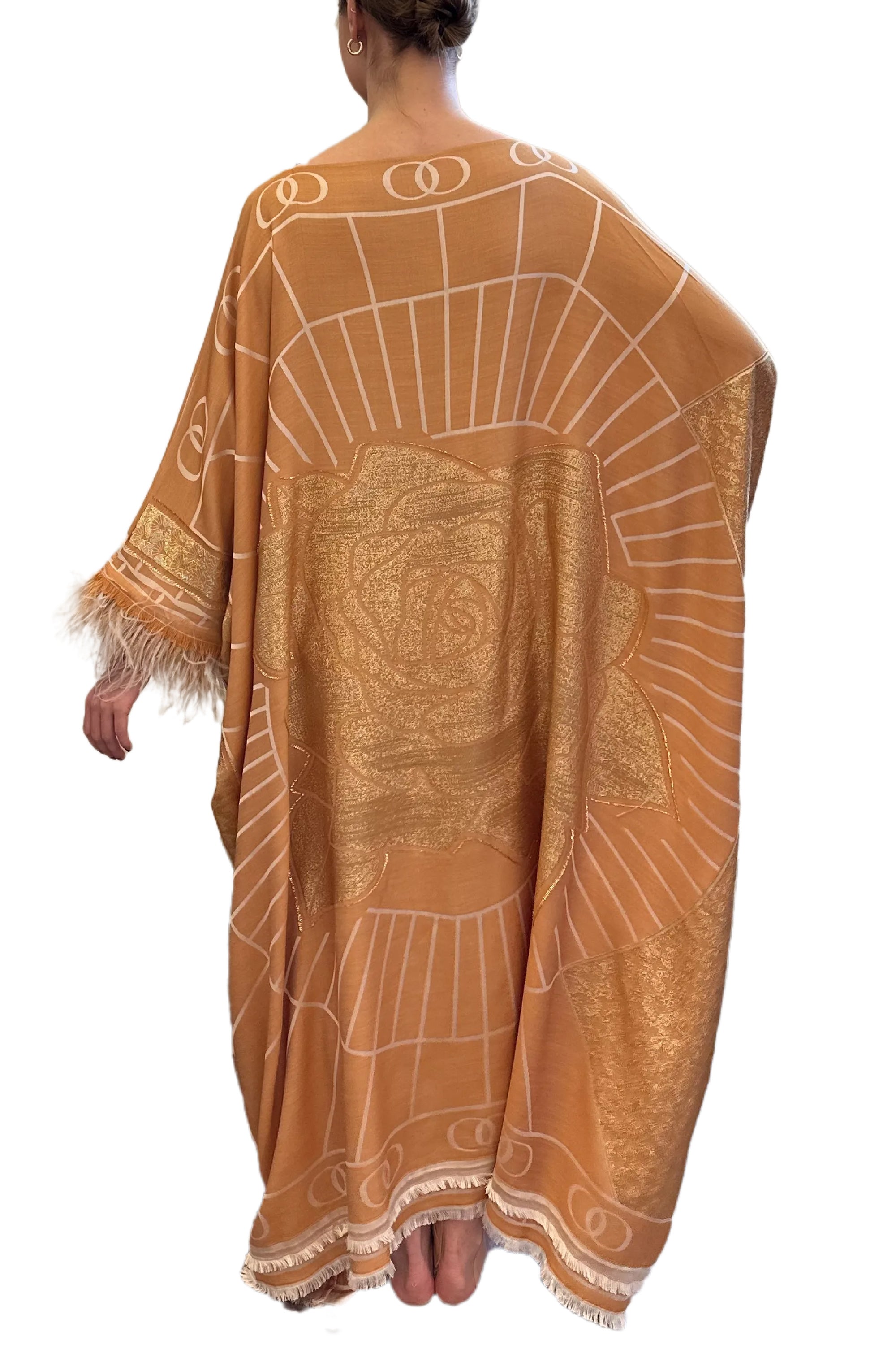 LEILA SILK JACQUARD CAFTAN IN GOLD