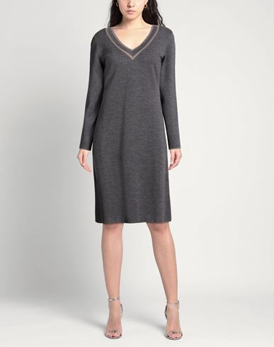 Woman Midi dress Lead Size 8 Merino Wool