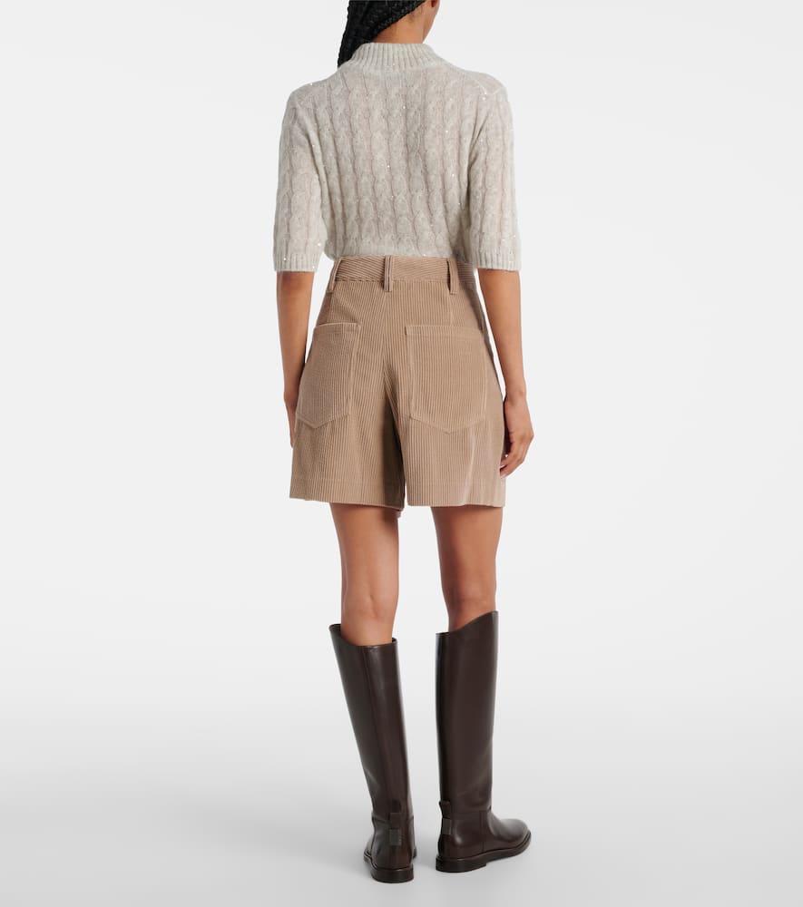 High-rise cotton corduroy shorts