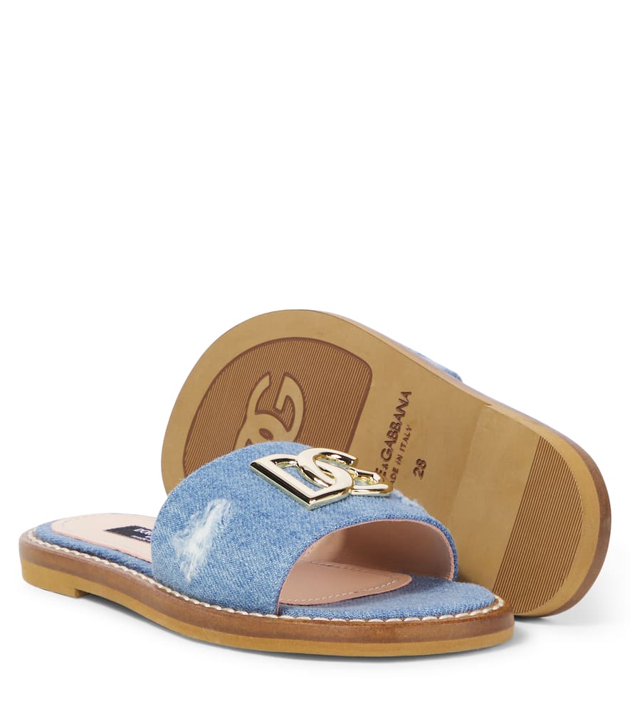 DG distressed denim slides