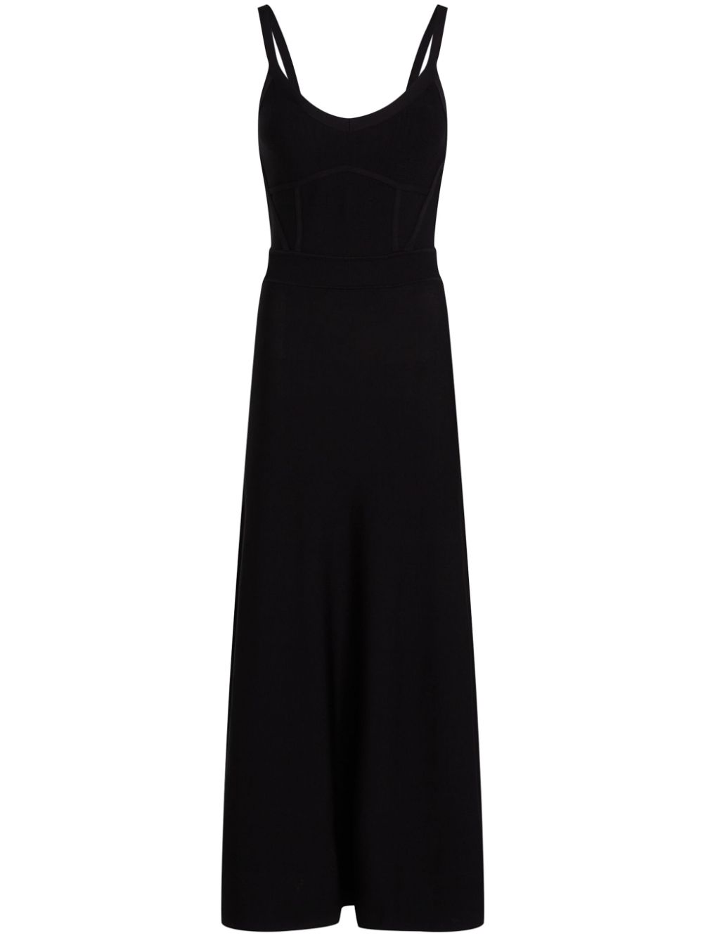 Strappy knitted midi dress - Black