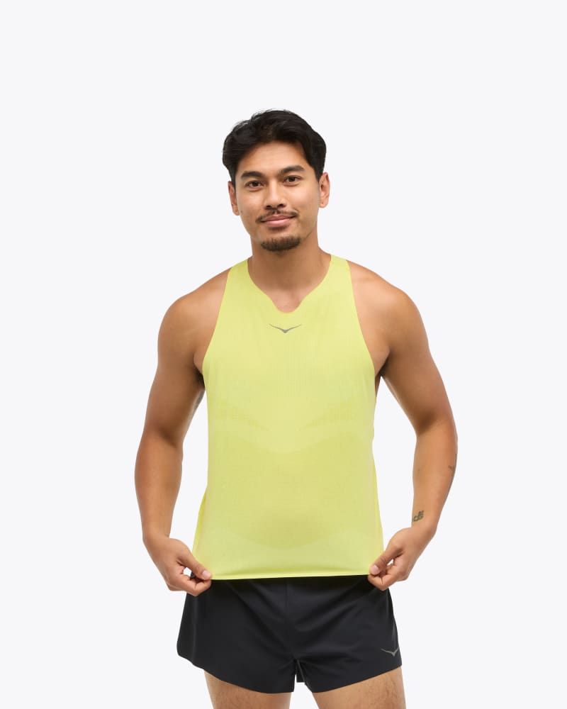 HOKA Men's Race Day Singlet Top in Hoka Citrus