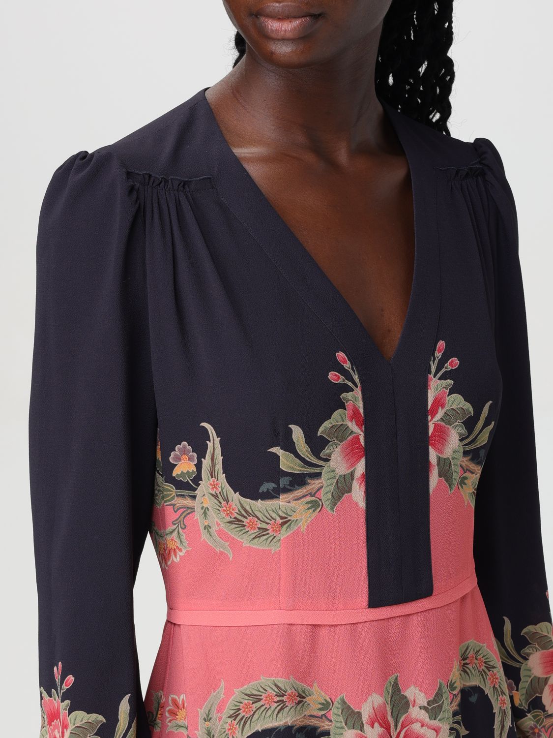 Floral-print midi dress - Blue