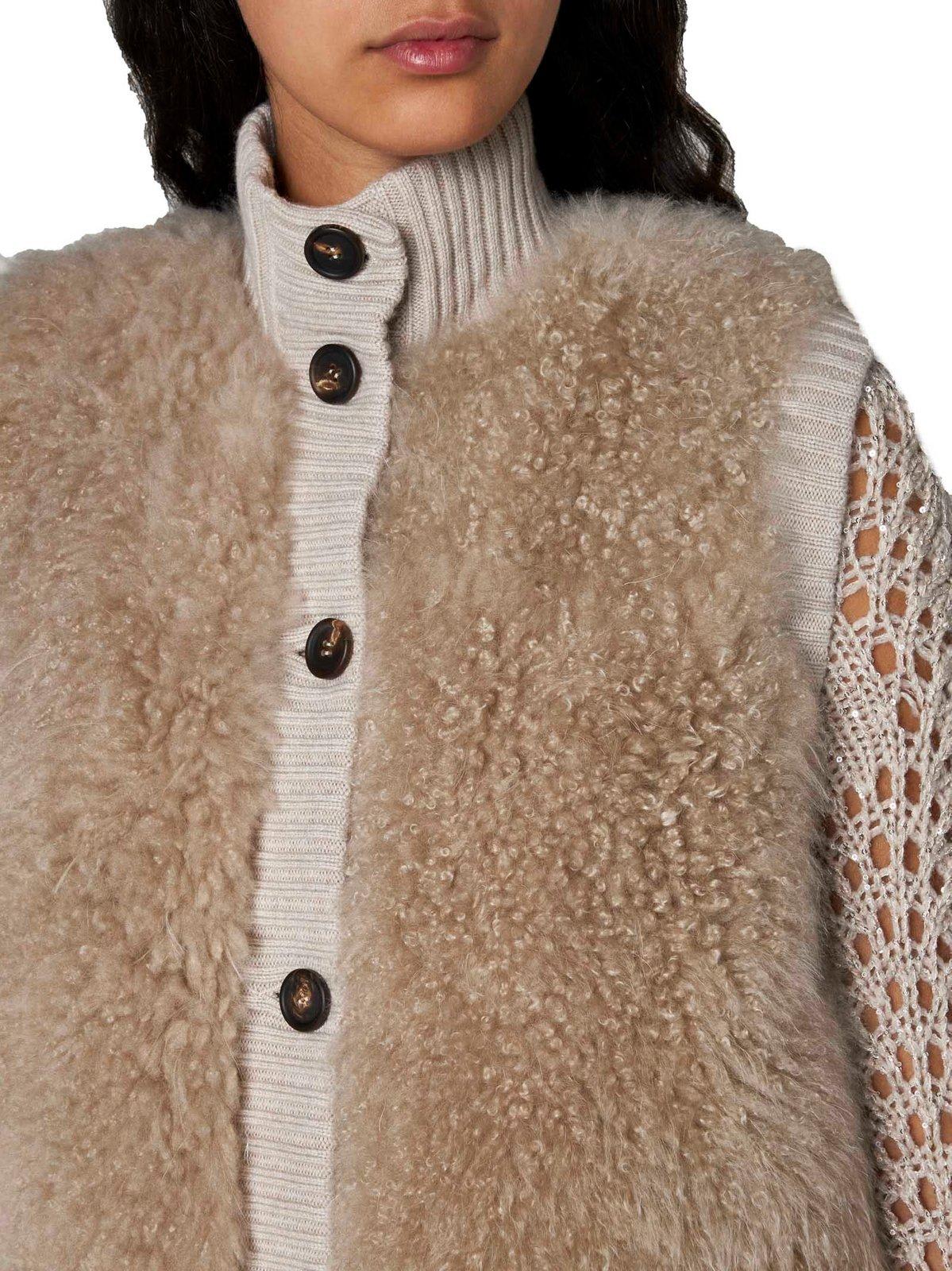 Textured sleeveless coat - Neutrals