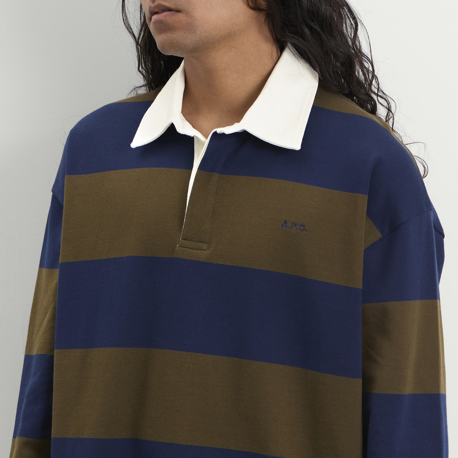 Men's Isaac Block Stripe Rugby Shirt Dark Navy