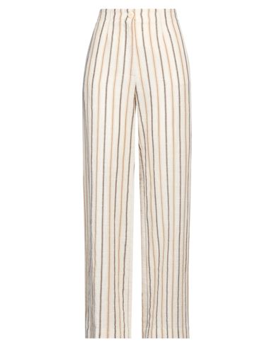 Pomandère Woman Pants Ivory Size 10 Cotton, Linen