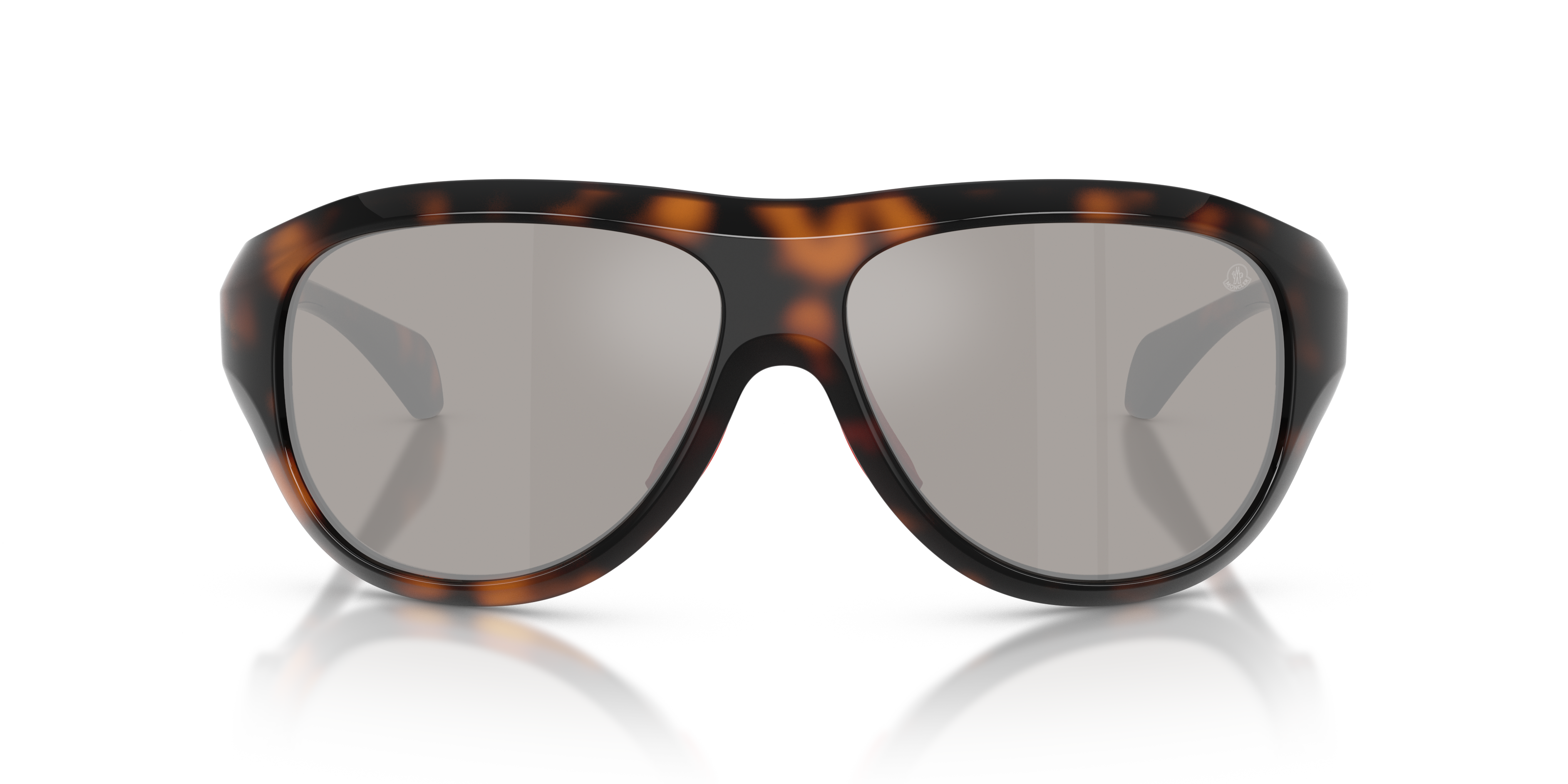 Moncler Unisex Moncler ME8013 BLEACHER 50216G Sunglasses Injected Turtle Silver Round Norma