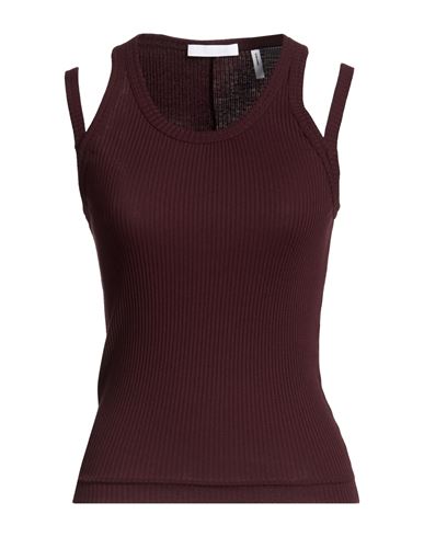 Woman Tank top Burgundy Size M Cotton, Elastane