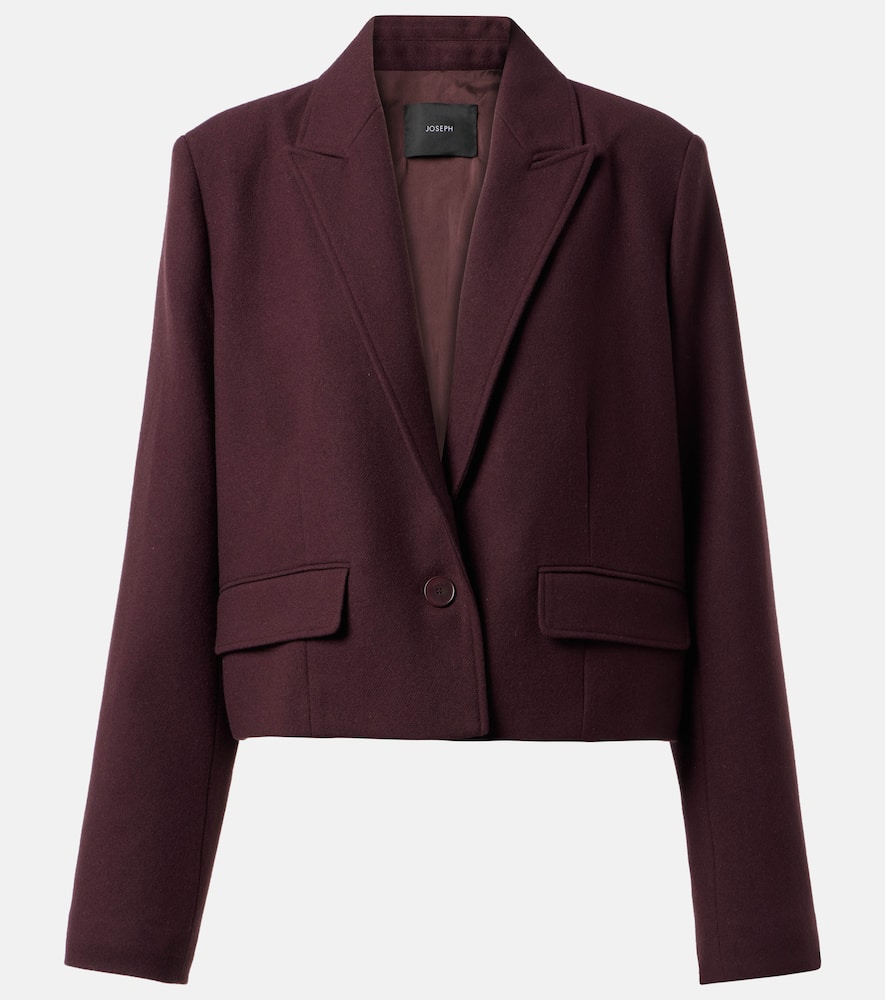 Cropped single-breasted wool jacket
