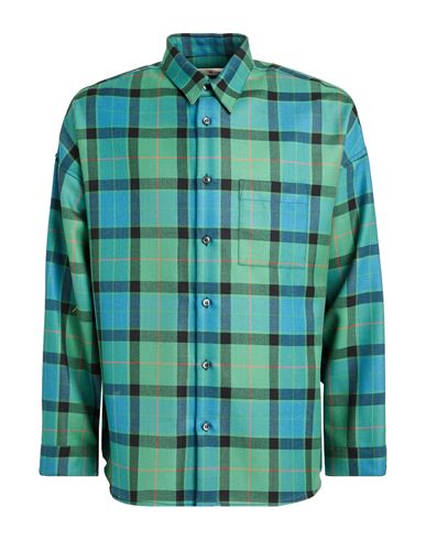 Man Shirt Emerald green Size 36 Virgin Wool
