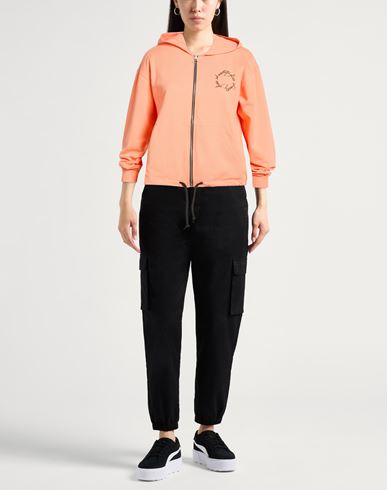 Woman Sweatshirt Apricot Size S Cotton, Elastane