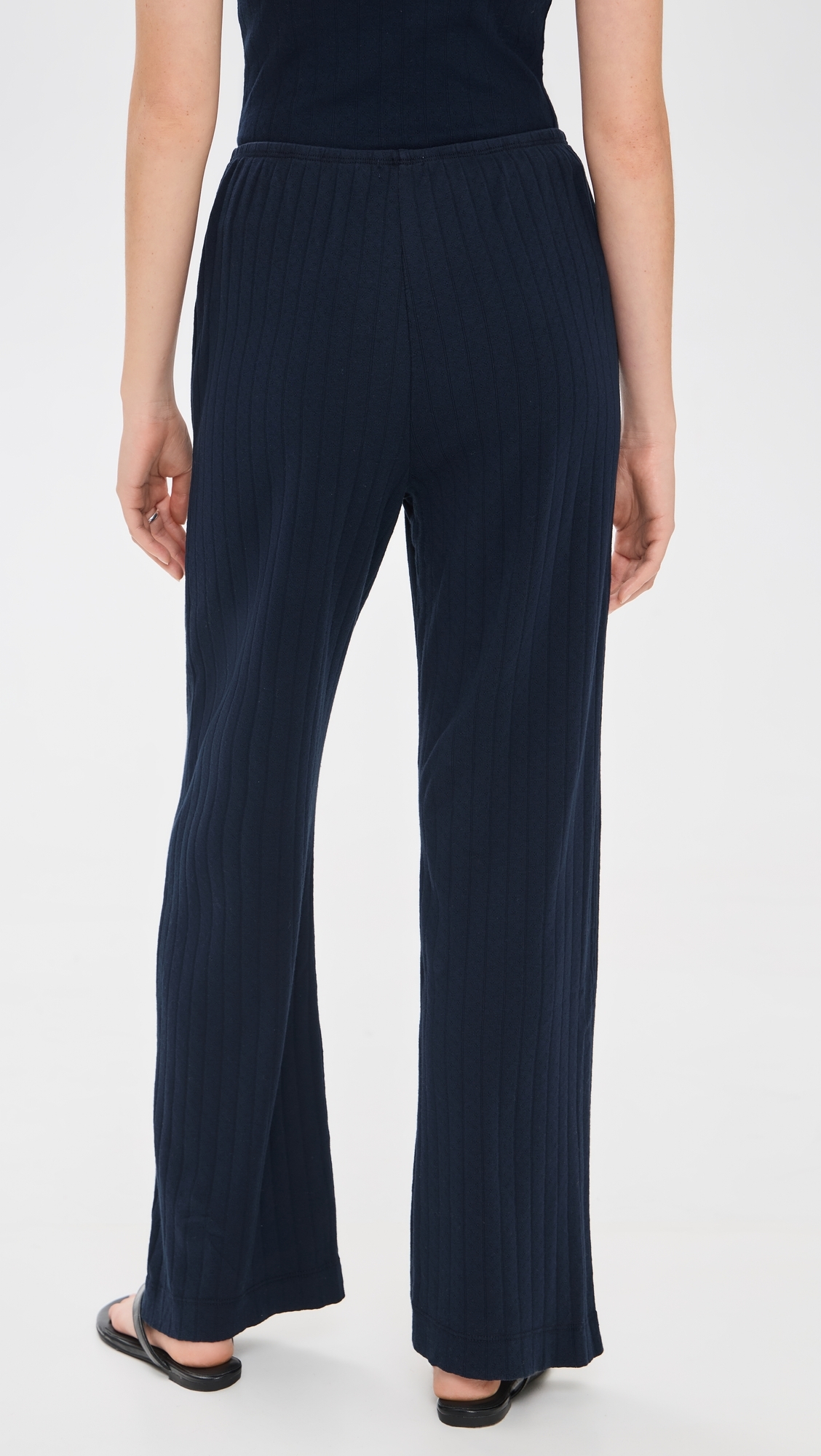 The Pointelle Simple Crop Pants Navy