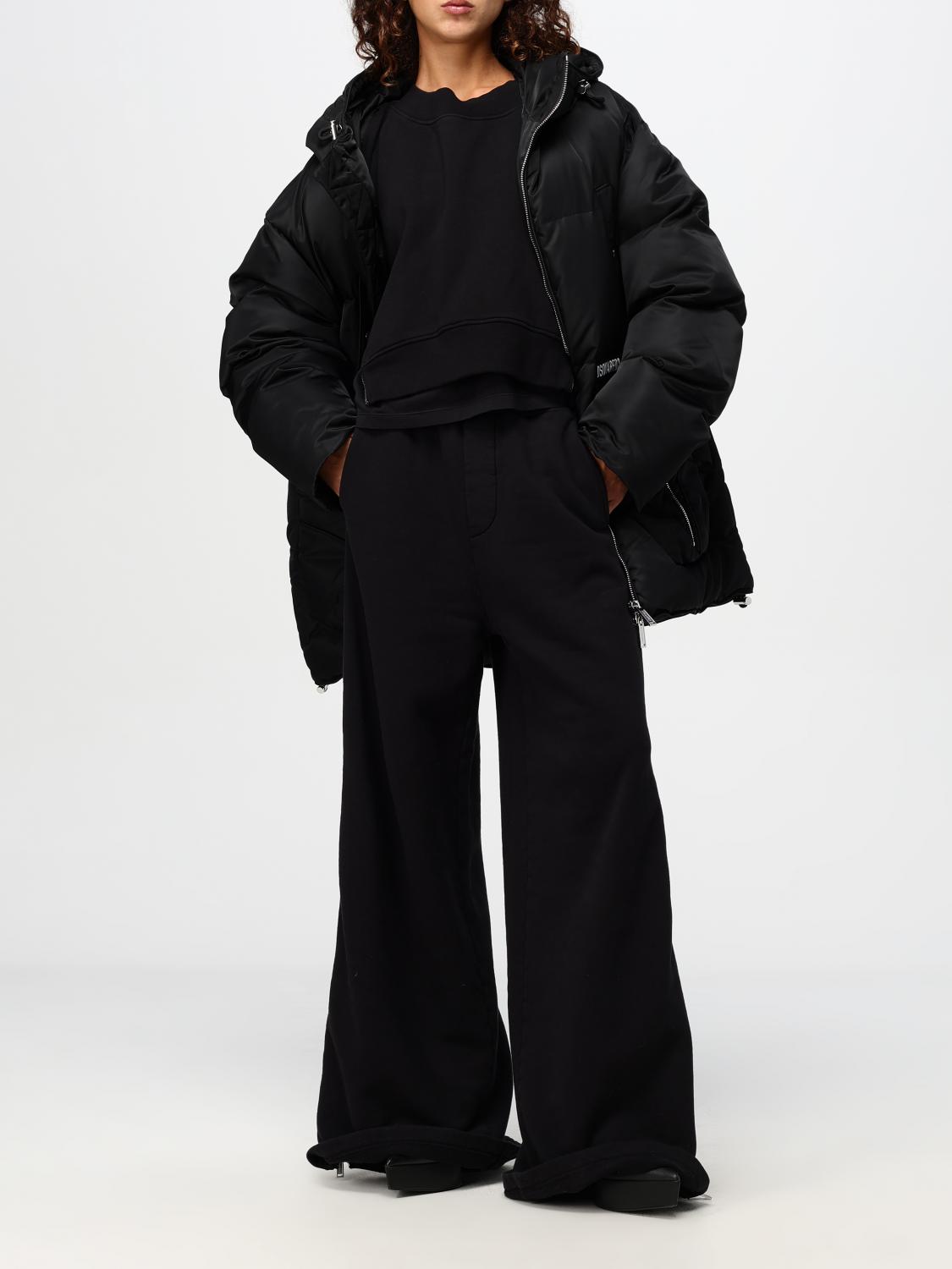 Side-zipped cotton palazzo pants - Black