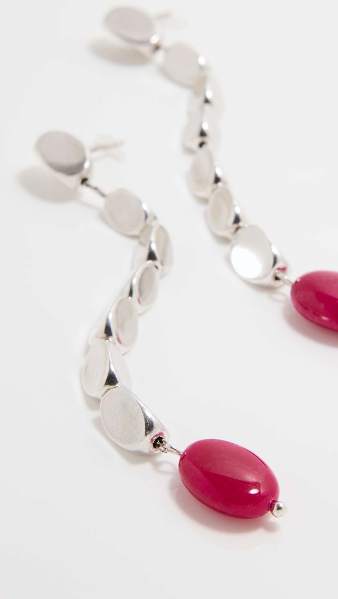 Long Earrings Fuchsia/Silver One Size
