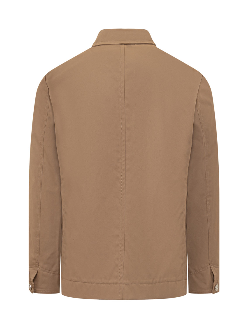 Brown Solid Shirt Collar Jacket