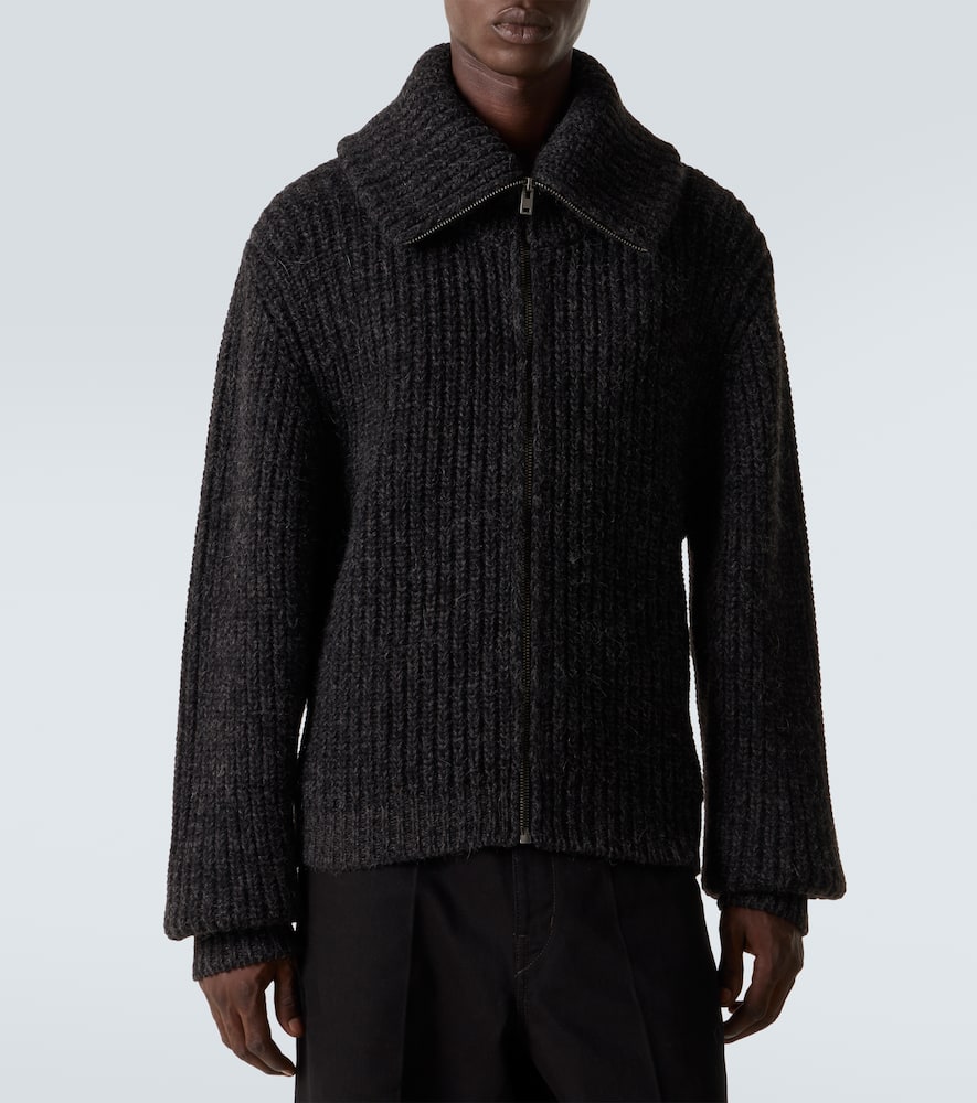 Alpaca and yak wool zip-up cardigan