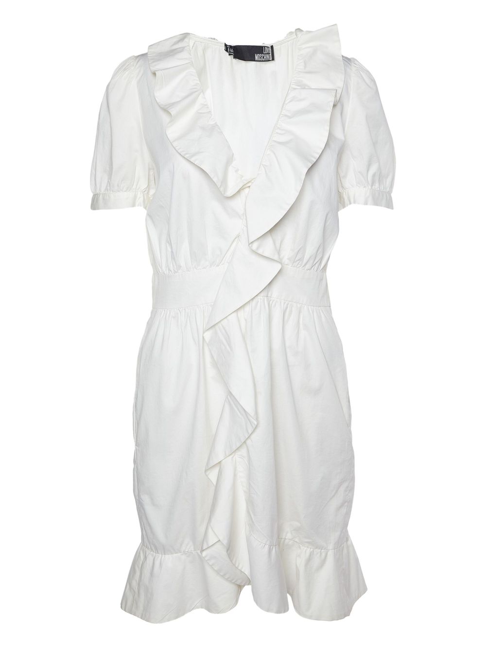 Pre-owned ruffled short-sleeve mini dress - White