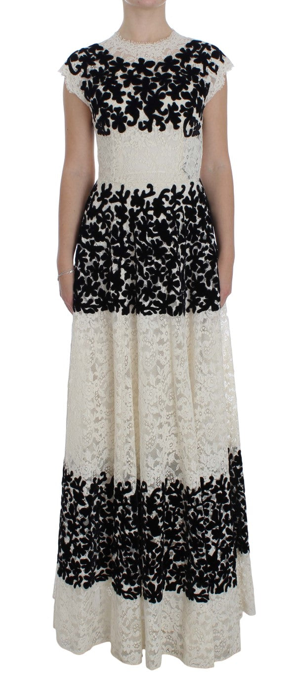 Floral Lace Ricamo Dress — Black