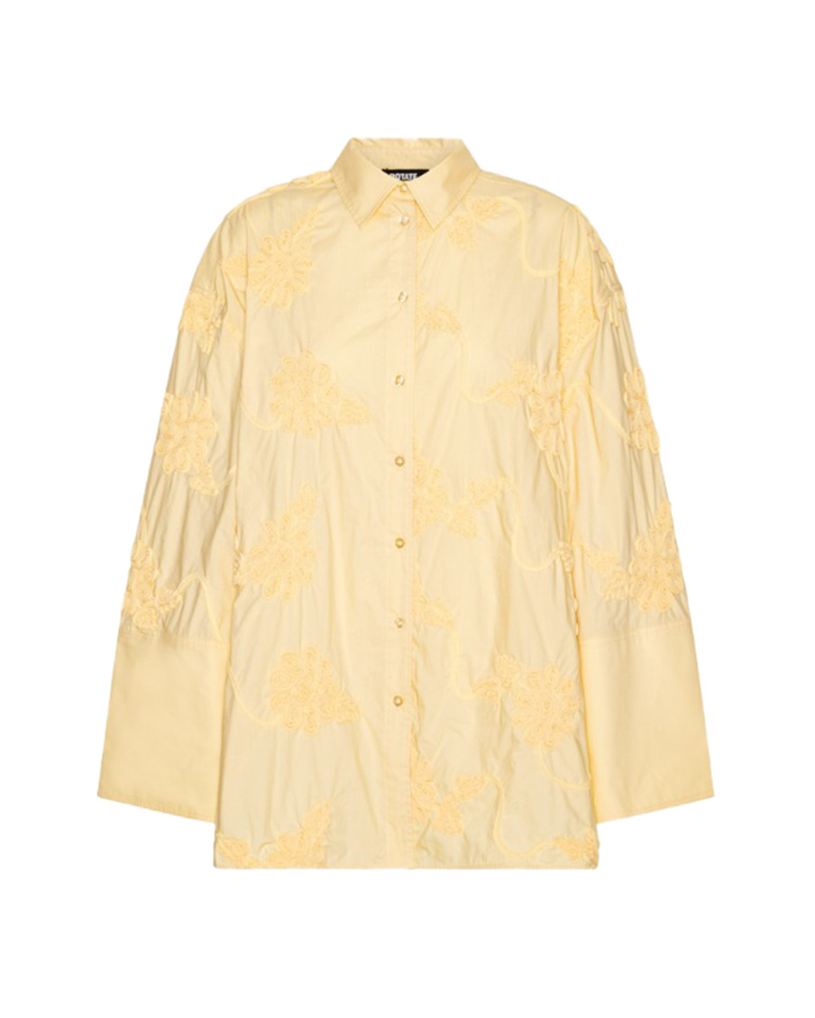 Yellow Oversized Embroidered Shirt