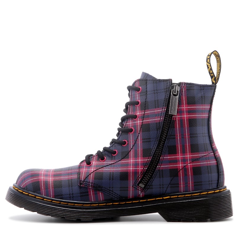 Kids' 1460 Combat Boot Little Kid Boots (Black/Pink Plaid)