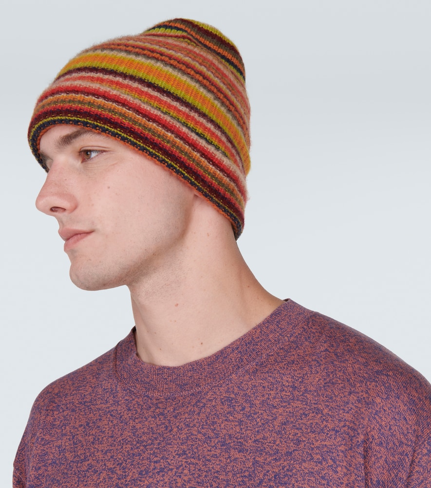 Striped cashmere beanie