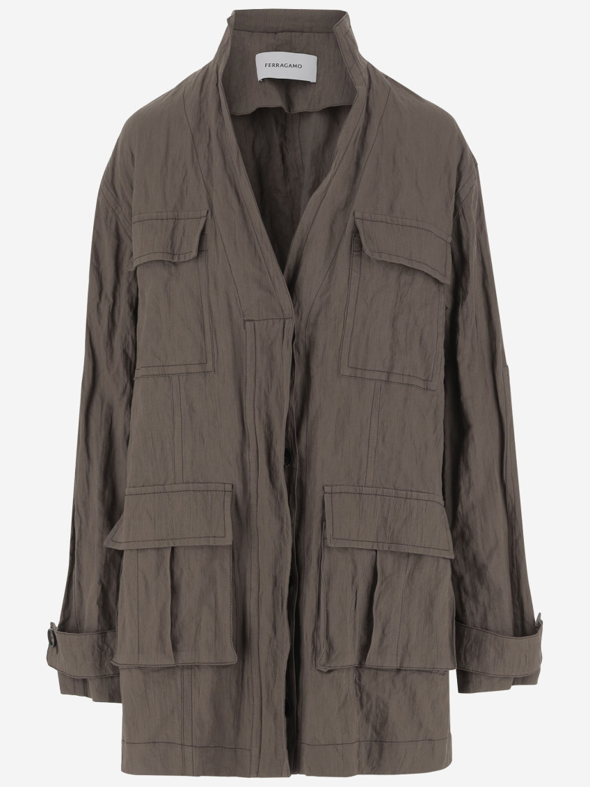 Cotton Ruched Effect Jacket