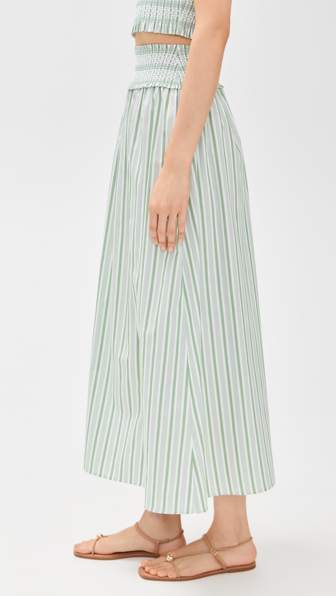 Hill House Home The Delphine Nap Skirt Variegated Stripe/Apple Green