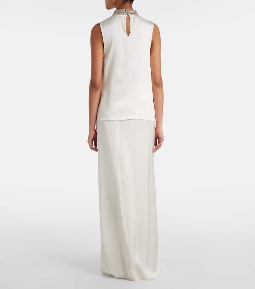Sequined silk satin top