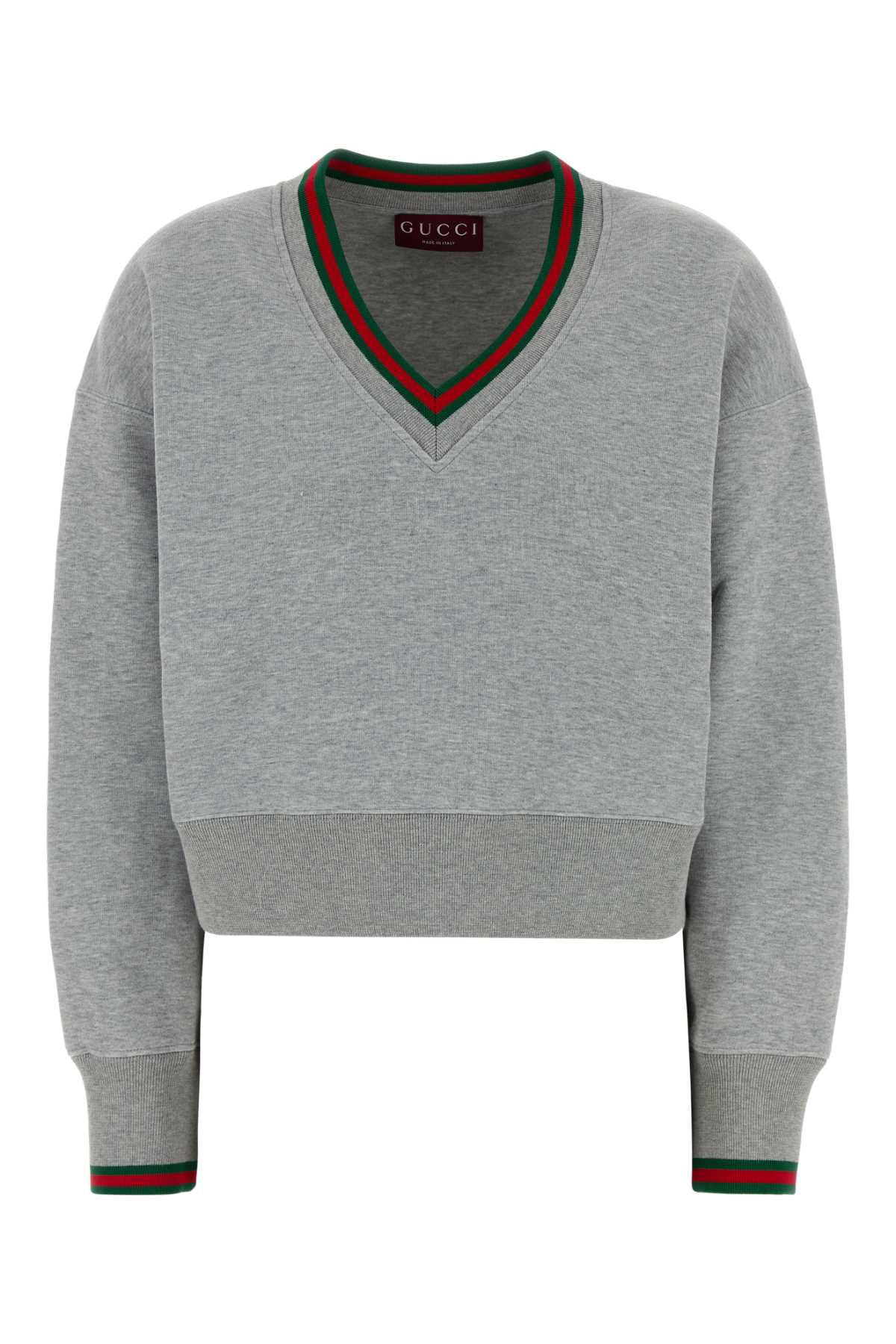 Web-Trim Cotton Blend Sweatshirt — Gray