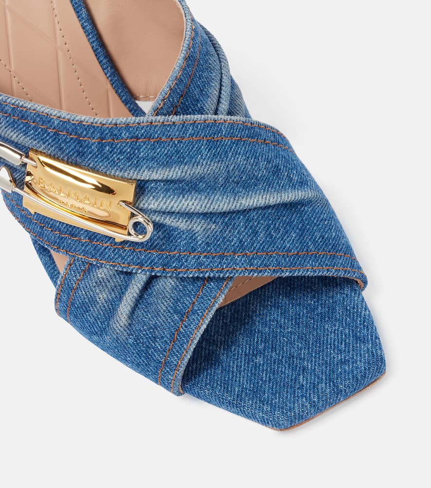 75 embellished denim mules