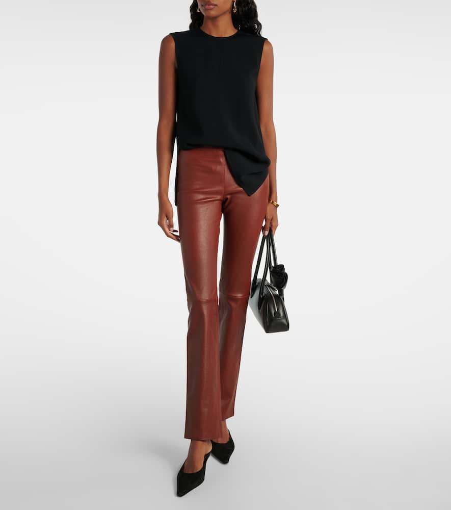 JP Long leather flared pants