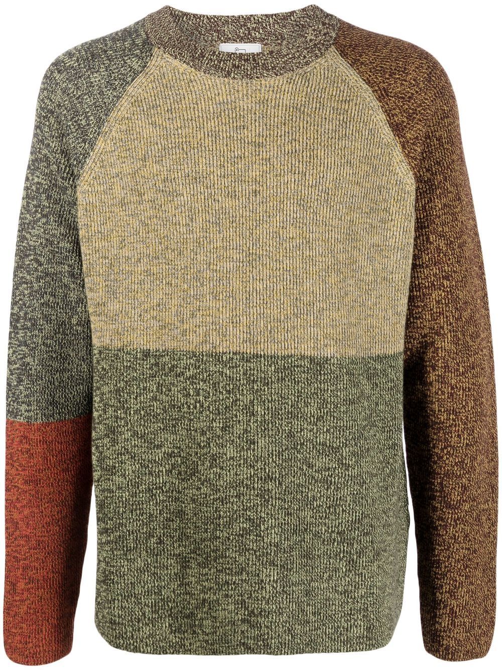 Colour-block ribbed-knit jumper - Gold