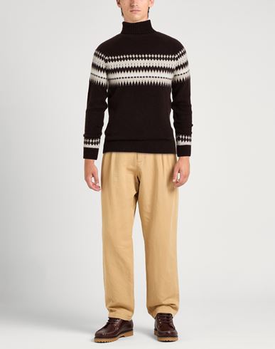 Man Turtleneck Chocolate brown Size M Cashmere, Silk, Polyester