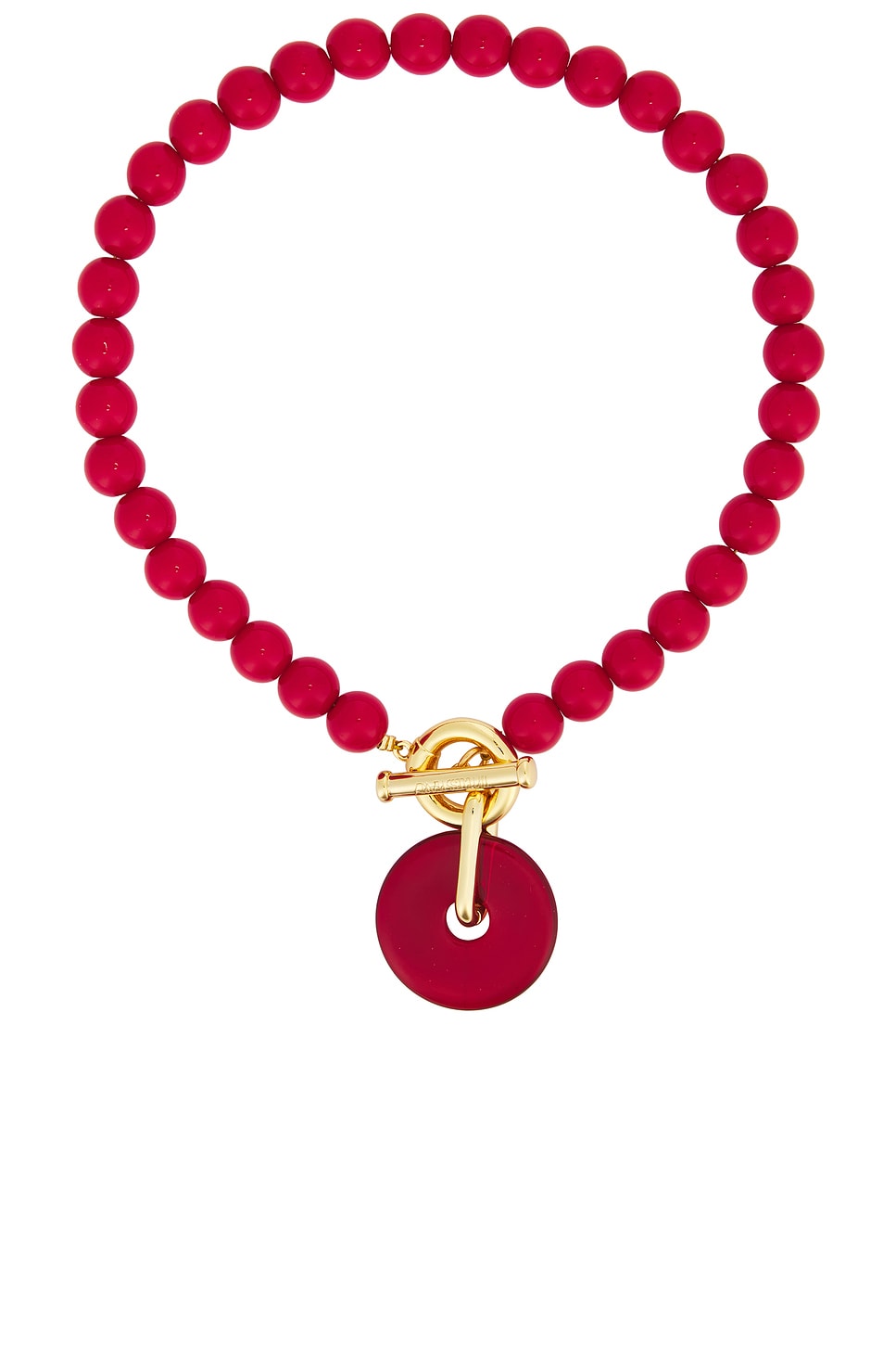 Timeless Pearly Beaded Pendant Necklace in Multi - Red. a