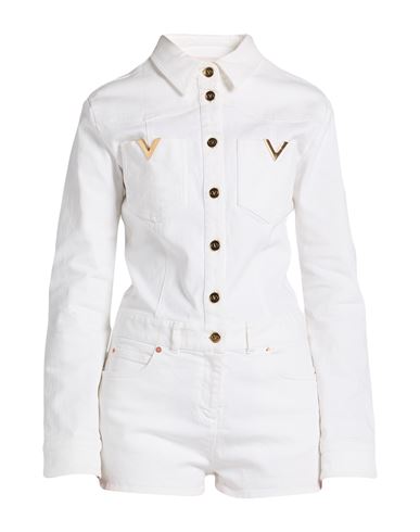 Valentino Garavani Woman Playsuit White Size 4 Cotton, Elastane, Calfskin