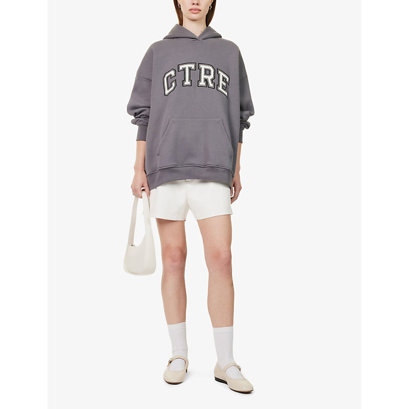 Womens Charcoal Varsity Cotton-jersey Hoody