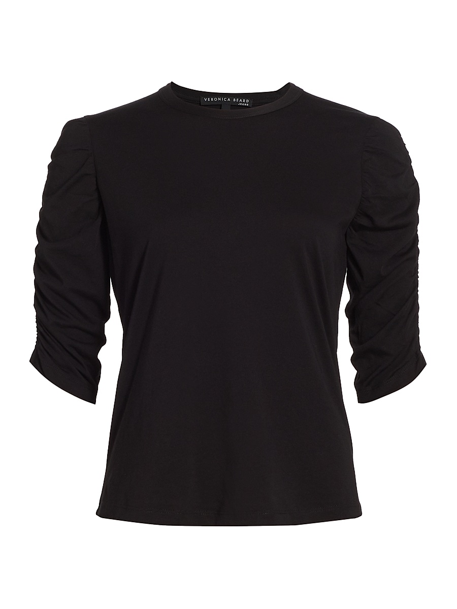 Women's Waldorf Ruched-Sleeve T-Shirt - Black