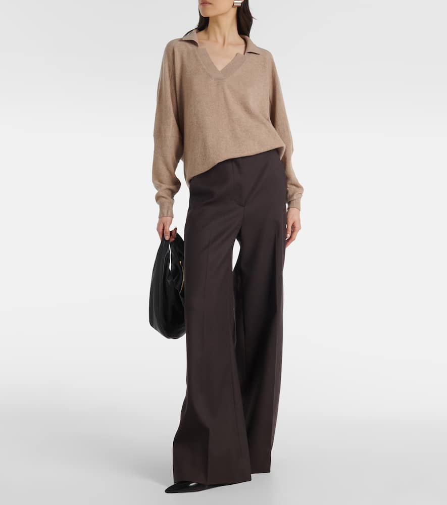 High-rise wool wide-leg pants