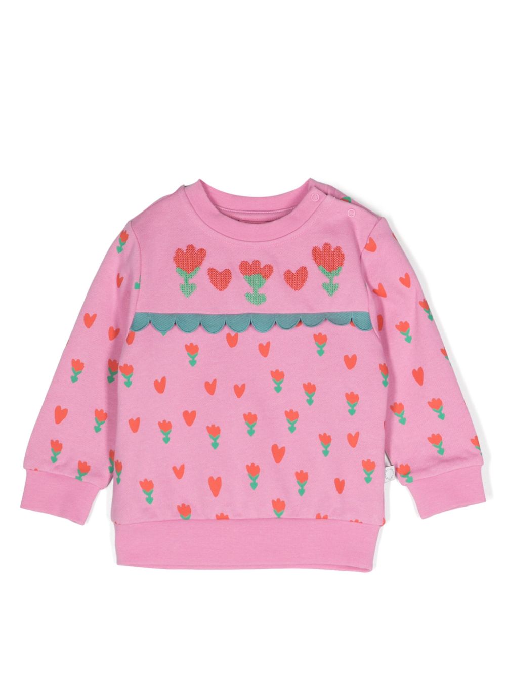 Tulip-print organic cotton sweatshirt - Pink