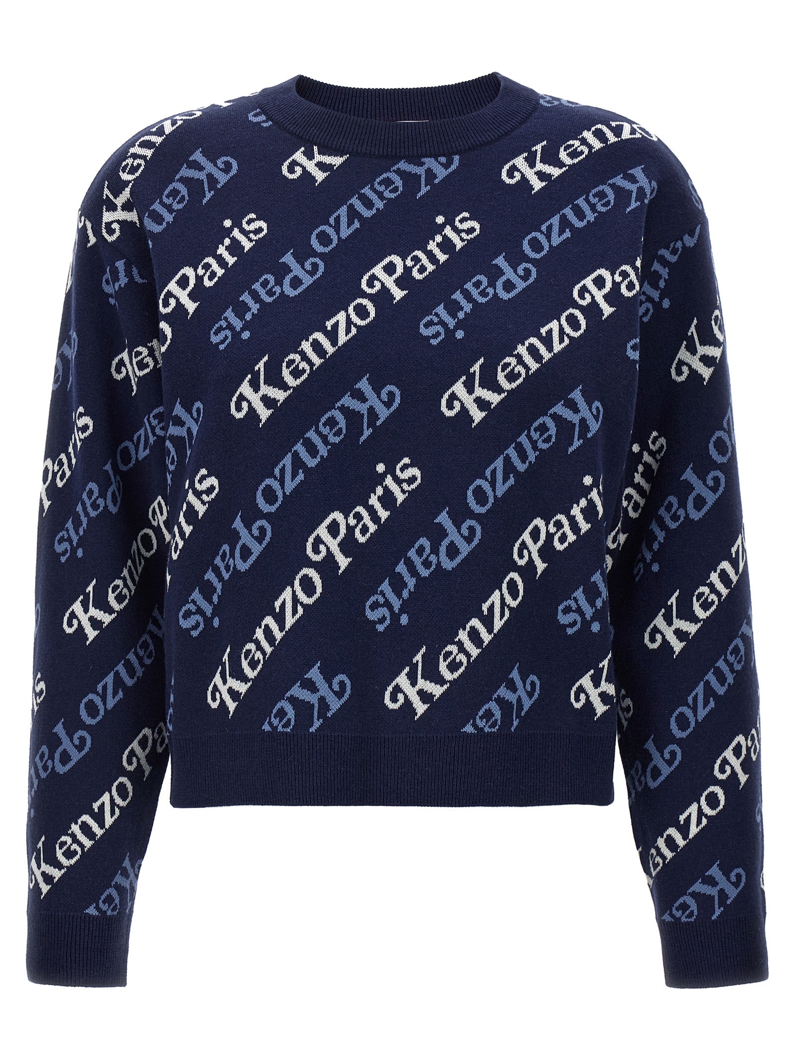 -All Over Logo Sweater Maglioni Blu-Donna