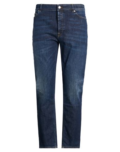 Man Jeans Blue Size 35 Cotton, Elastane