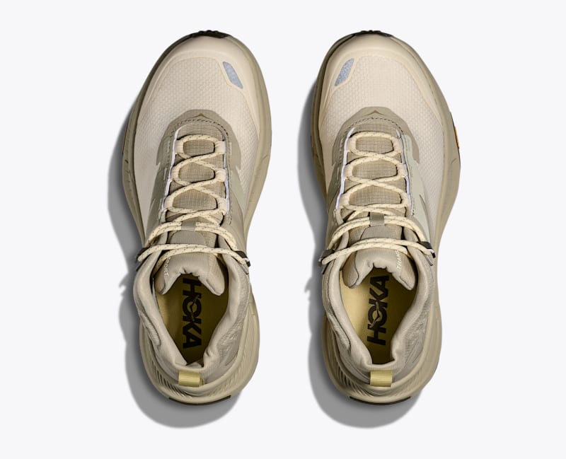 HOKA Women's Transport Hike GTX Shoes in Oyster Mushroom/Vintage Yellow