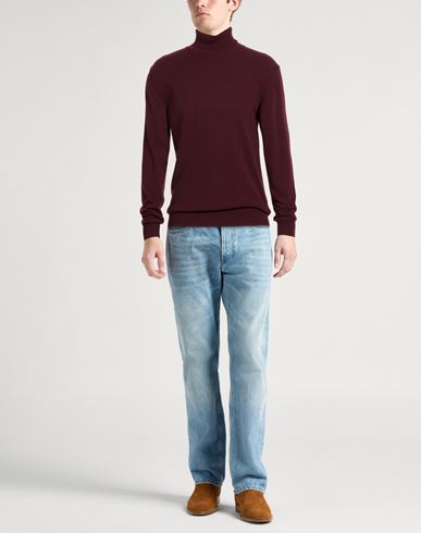 Man Turtleneck Burgundy Size XXL Merino Wool, Cashmere