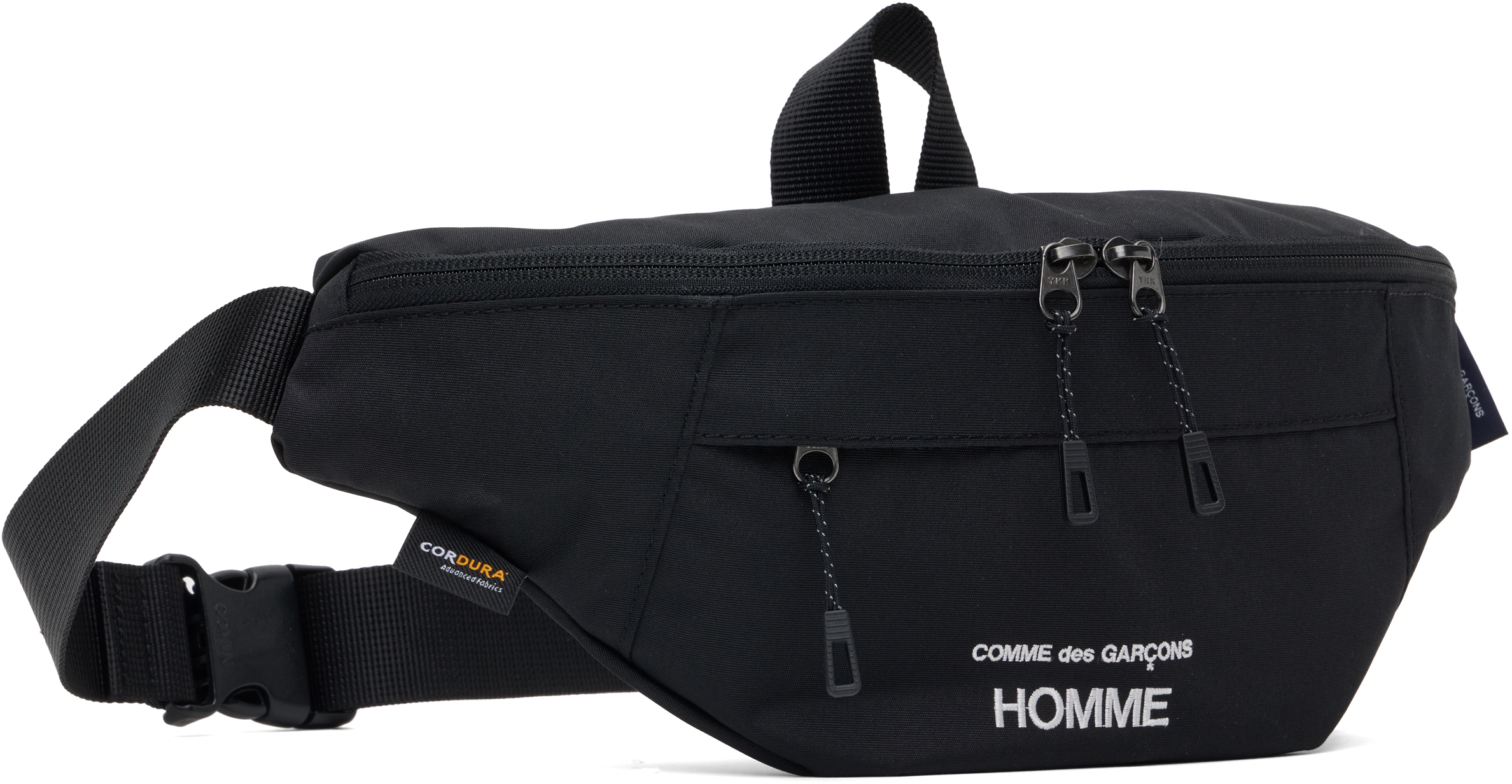 Comme des Garçons Homme Black Cordura Logo Crossbody Bag