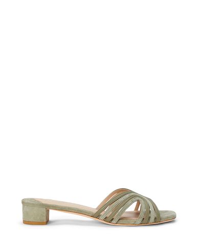 Lauren Ralph Lauren Fay Suede & Leather Multistrap Sandal Woman Sandals Sage green Size 5.5 Sheepskin