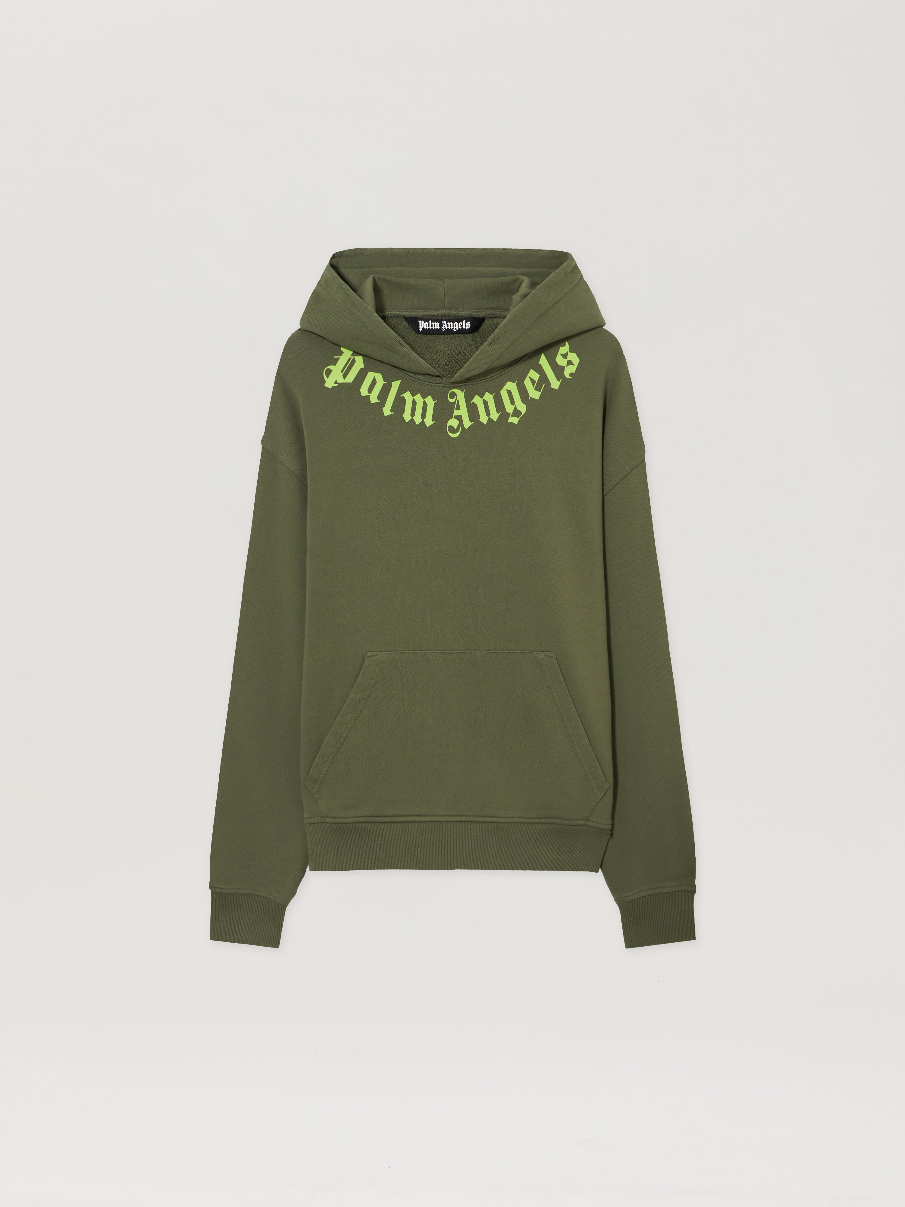 Neck Logo Hoodie Man  Military Green Lime