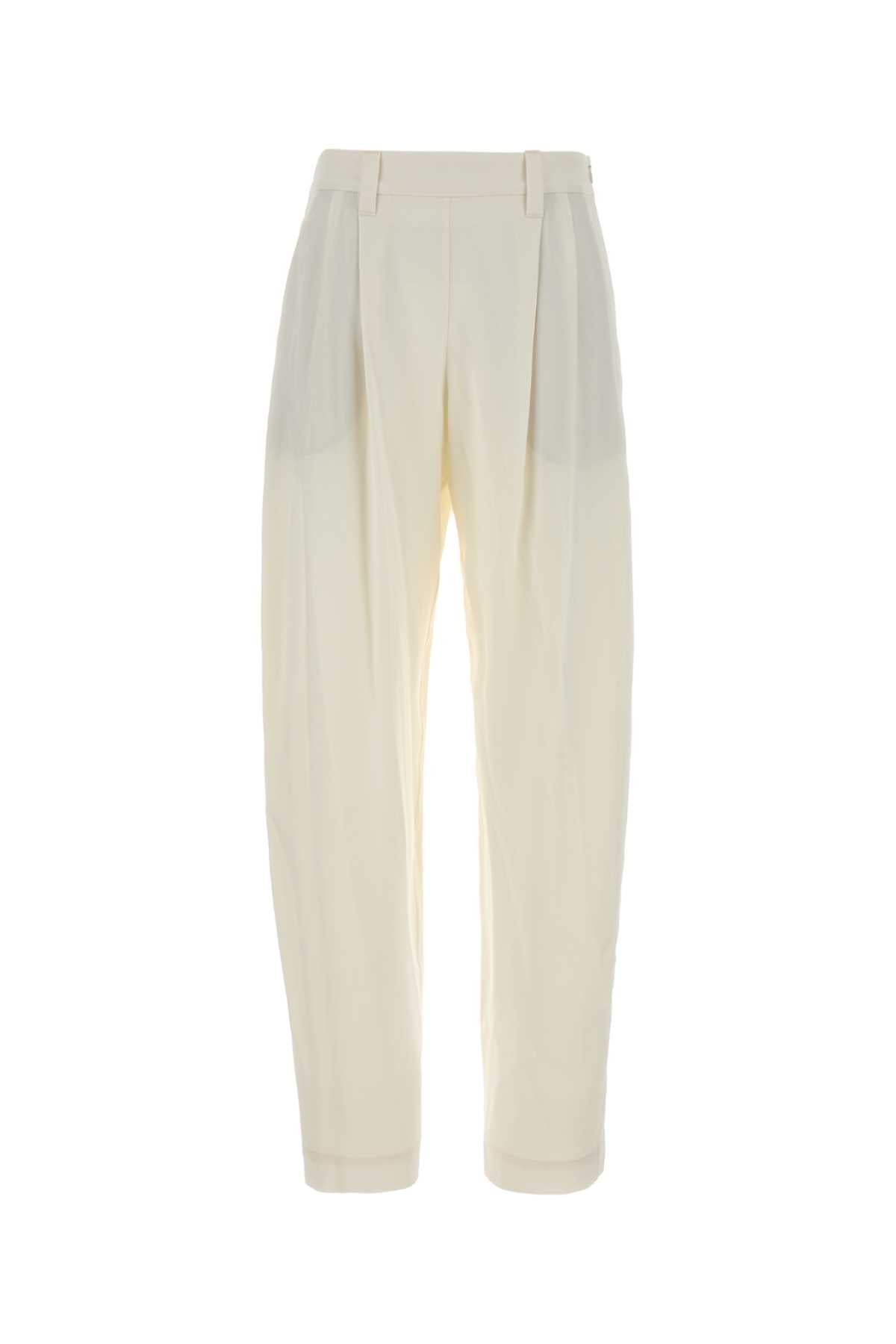 Silk Crepe Trousers — White