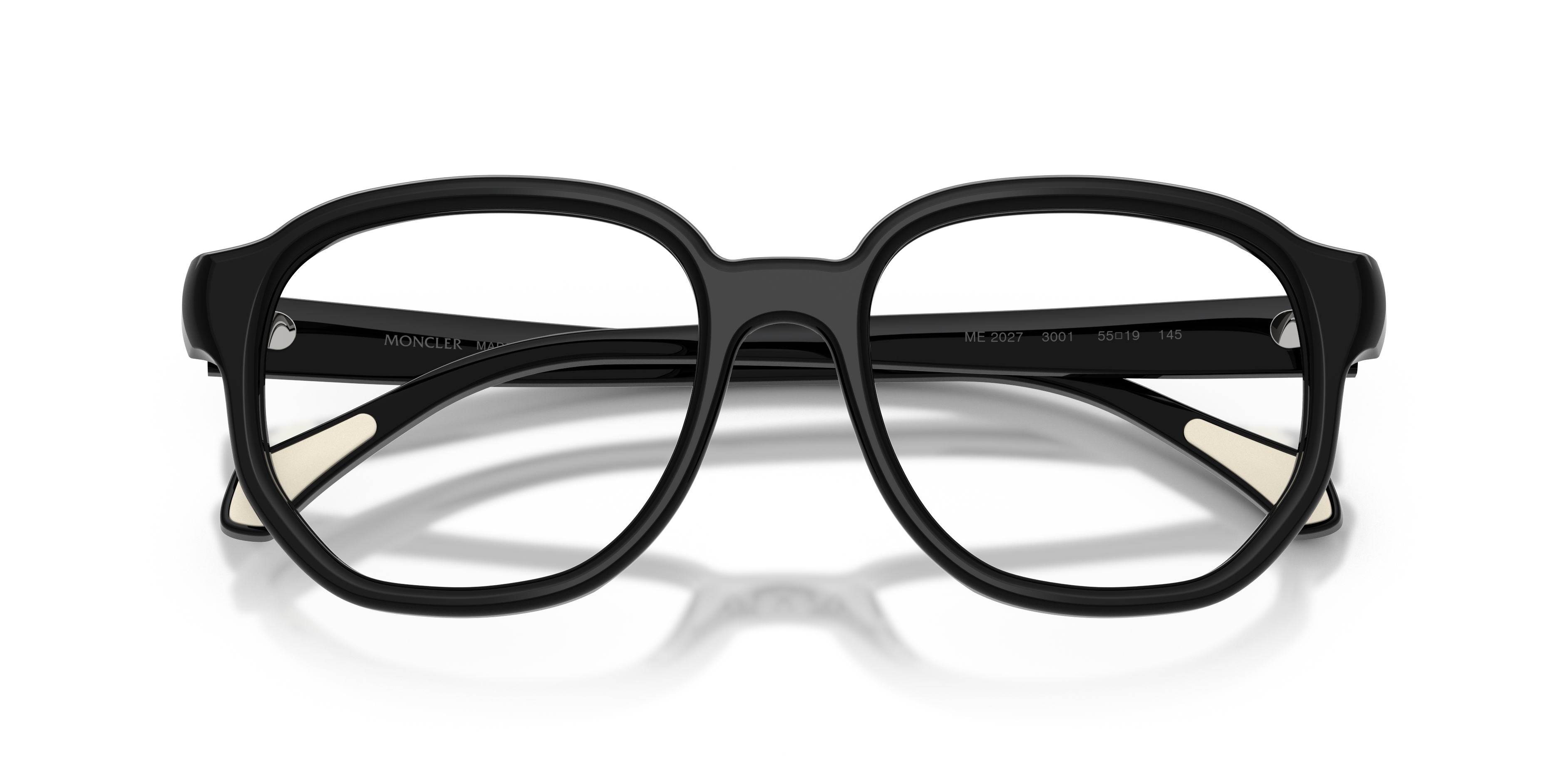 Moncler Unisex Moncler ME2027 3001 Monturas ópticas Acetato Negro Transparente Pillow Norma