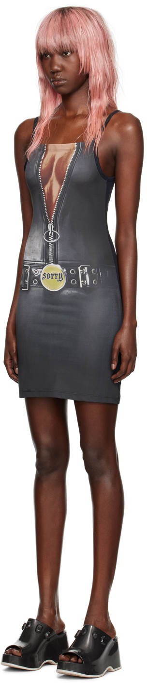I'm Sorry by Petra Collins SSENSE Exclusive Black Mimi Wade Edition Trompe L'Oeil Minidress