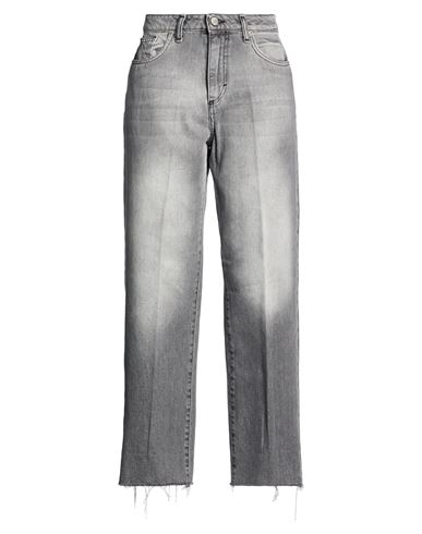Woman Jeans Grey Size L Cotton, Elastane